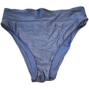 AE Aerie High Cut Cheeky Ribbed Blue Swimsuit Bikini Bottoms